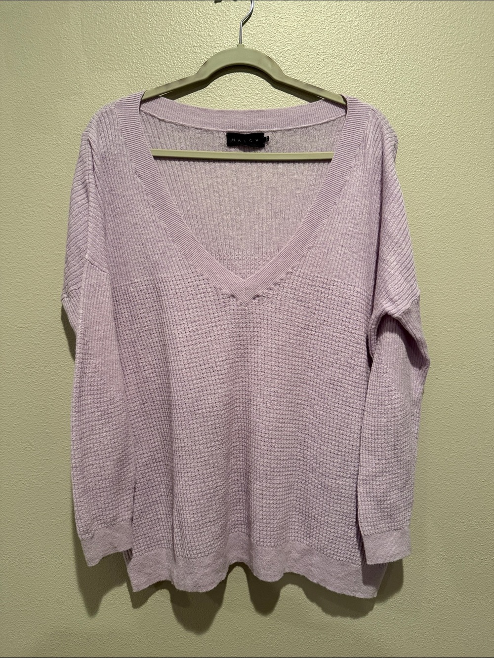 Hatch Lavender V-Neck Waffle Knit Sweater